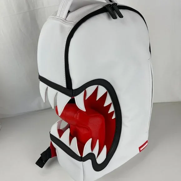New Sprayground Scream Shark Art Piece White Backpack DLVX - Picture 2 of 11